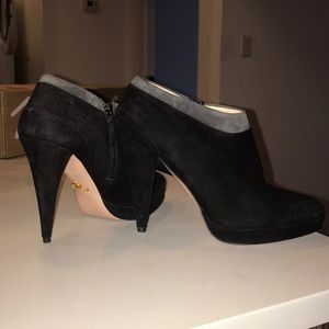 Black suede Prada booties